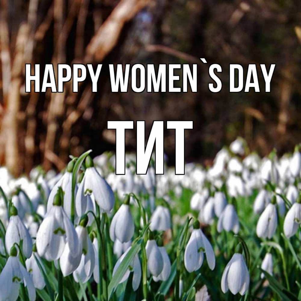 Greetings card с именем, Тит happy women`s day с подснежниками 1 Greetings with text for free download 